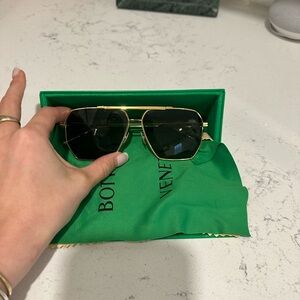 Bottega Veneta Gold Aviator Sunglasses